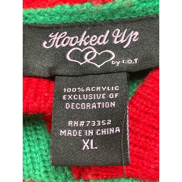 Hooked Up Women’s Green Ugly Christmas Sweater Knit Size XL - Picture 7 of 8